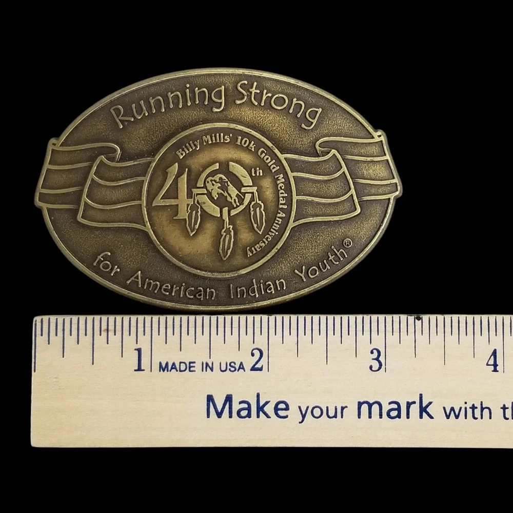 Billy Mills 40 Anniversary Running Strong for American‎ Indian Youth Belt Buckle
